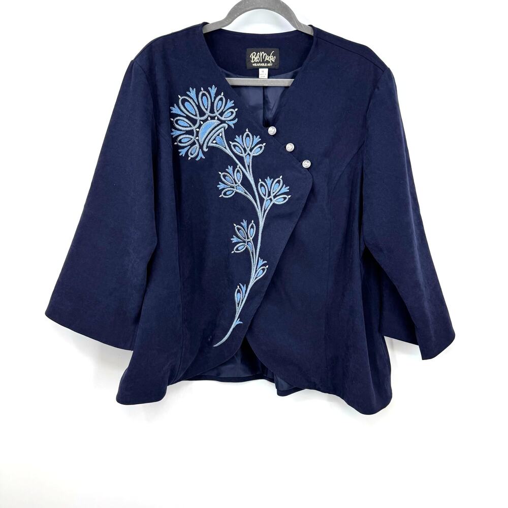 Bob Mackie Navy Blue Jacket with Light Blue Embroidery